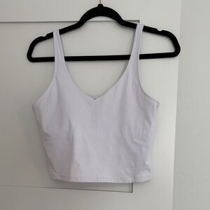 White V-Neck Cropped Tank Top